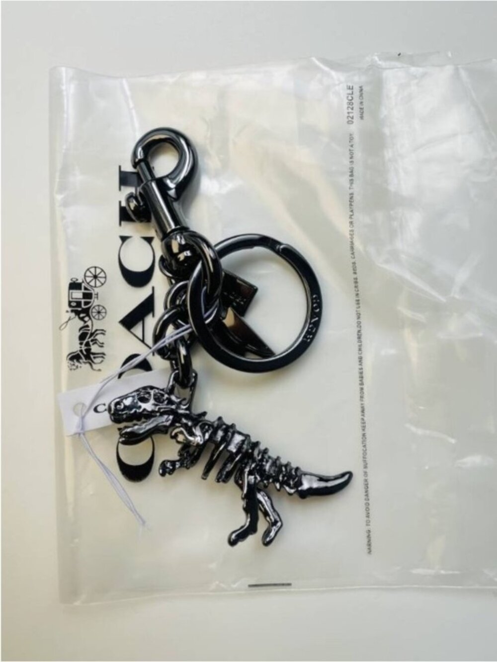 Coach Black Rexy Skeleton Bag Charm Keychain